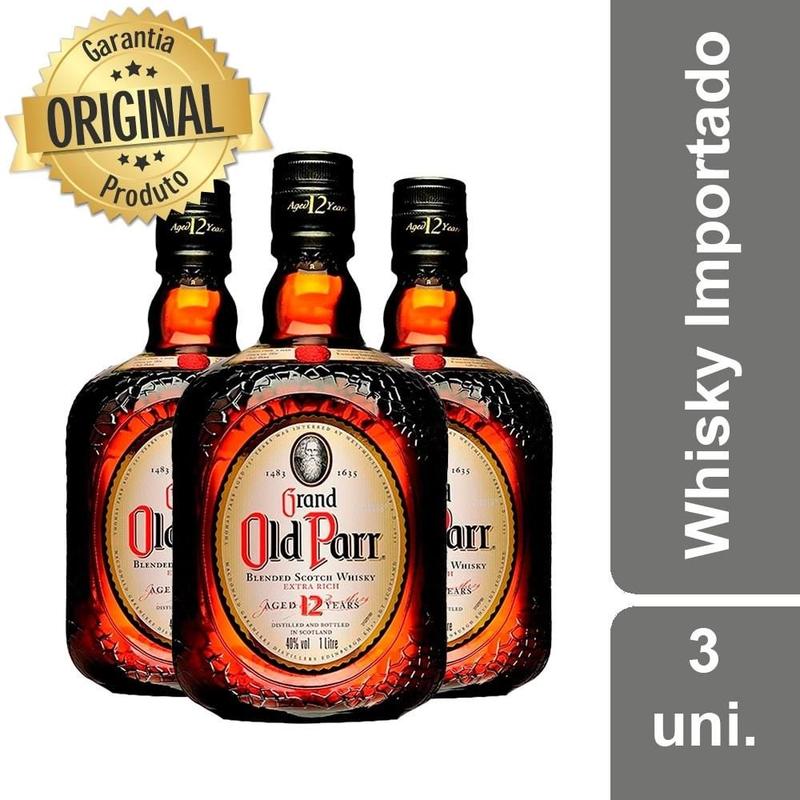 3本セットOld Parr 12 Years 750㎖1本　1,000㎖２本 Kit Whisky Old Parr 12 anos 1 Litro - 3 garrafas - Whisky